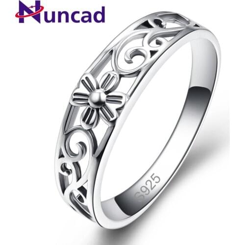 NUNCAD 100% 925 Ring hollow flowers pattern wedding engagement rings for woman man with full size 6/7/8/9 Y0071R