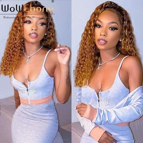 Ombre Deep Wave 13x1 Lace Front Human Hair Wigs 1b30 Colored Middle T Part Wig Brazilian Highlight 250 Deep Wave Human Hair Wig
