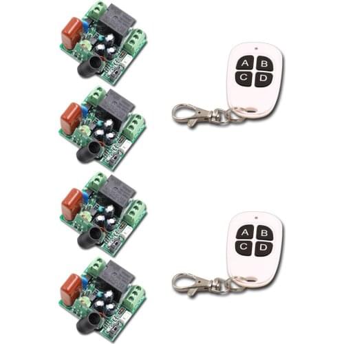 AC 220V 1CH 10A wireless remote control switch 4 Receiver & 2 Transmitter smart RF remote control switch 315/433Mhz