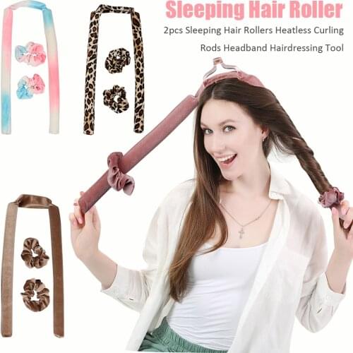 2pcs Heatless Curling Rod Headband No Damage Hair Curls Ribbon Hair Roller Sleeping Headband Hair Curler DIY Hair Styling Tool