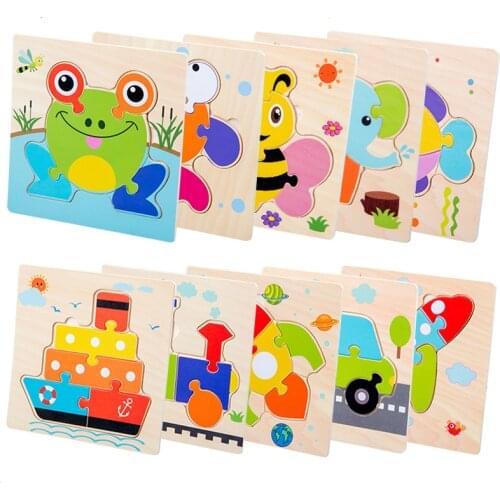 Enlightenment Educational Toys for 2-3 Years Old Baby Wooden Early Education Puzzle Childrens Cartoon Animal Traffic Puzzle