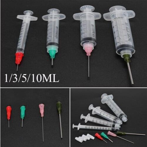 4 Set 1/3/5/10 ml Syringe,with Blunt Tip Needles and with 4pcs different size Caps For Industrial Dispensing Syringe