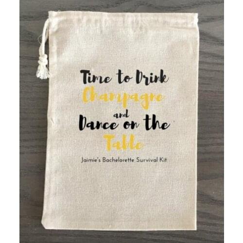 Drink dance wedding Bachelorette Survival Hangover recovery Kit favor gift Muslin Bags bridal shower party Candy pouches