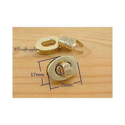 Turn lock wallet purse locks twist-locks Purse Flip Locks light gold 25 mm N44