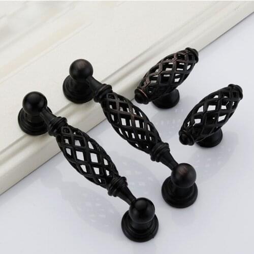Vintage Antique Bronze Cabinet Handles Hollow Out Birdcage Cabinet Pulls Drawer Knobs Wardrobe Door Pullers Furniture Handle