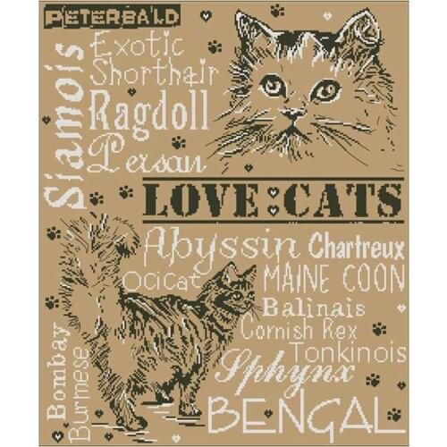 Loving cat animals patterns Counted Cross Stitch 11CT 14CT DIY wholesale Chinese Cross Stitch Kits Embroidery Needlework Sets