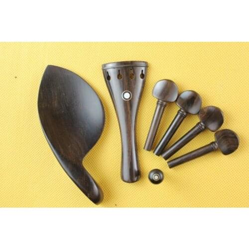 1 set top Luthier undyed ebony violin parts full size 4/4, violin accessories