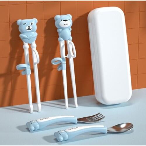 1 Pair Training Chopsticks For Kids 3 Stages Cute Learning Chopsticks For Baby Children Cutlery Set Portable Chop Stick With Box