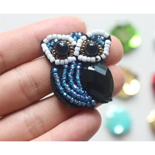 1 PC Small Owl Beaded Patch for Clothing Sewing on Beading Applique Jackets Shoes Bags DIY Apparel Decoration Patches