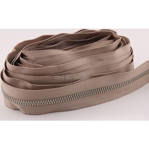 10Yards 5# Gray Color Top Quality Metal Teeth Zipper Nylon zippers DIY Bag Purse Garment Accessories