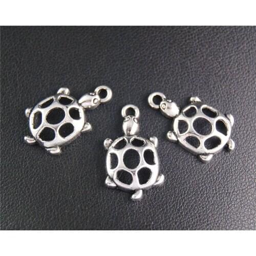 30Pcs Silver Color Tortoise Turtle Charm Fit Bracelets Necklance DIY Metal Jewelry Making 21x13Mm A2093