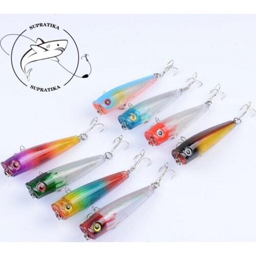 8Pcs/Lot 6.5cm/6.6g TopWater Popper Fishing Lures Laser Lifelike Artificial Hard Baits For Sea Fishing Wobblers Crankbait Bait