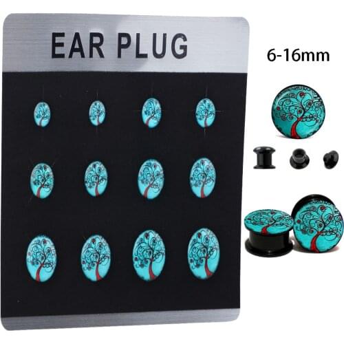 JUNLOWPY Acrylic UV 60pcs LOGO Ear Gauges Flesh Tunnels Plugs Stretcher Expander Tragus Earring Body Piercing Jewelry Mix 6-16MM