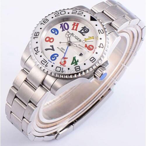 40mm BLIGER white dial white bezel sapphire Ceramic Bezel automatic mens watch