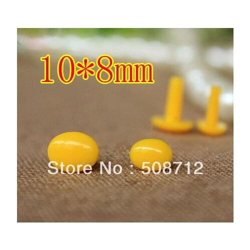 Free shipping!!!!200pairs Yellow Color Oval Plastic Safety Noses, Buttons 8mm*10mm