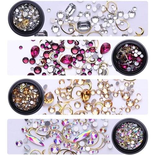 Glitter Rhinestone Geometric Alloy Nail Art 3D Decoration Manicure Beauty Tool