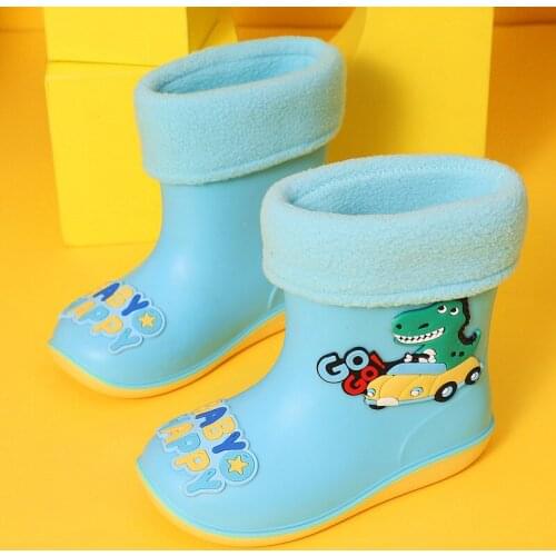 Boys And Girls Rain Boots Little Kids Cartoon Animal Dinosaur Water Shoes Children PVC Fashion Shoes 4-9 Years Old