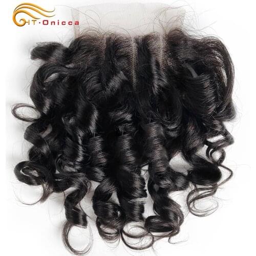 Brazilian Closure 4x4 Three Part Curly Closure Pre Plucked 100% Human Hair Closure Color 1B/27/4/30/33/99J Remy Hair
