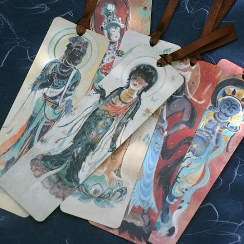 6Pcs/Set Bodhisattva Paper Bookmarks Ancient Style Book Holder Message Card Gift Stationery