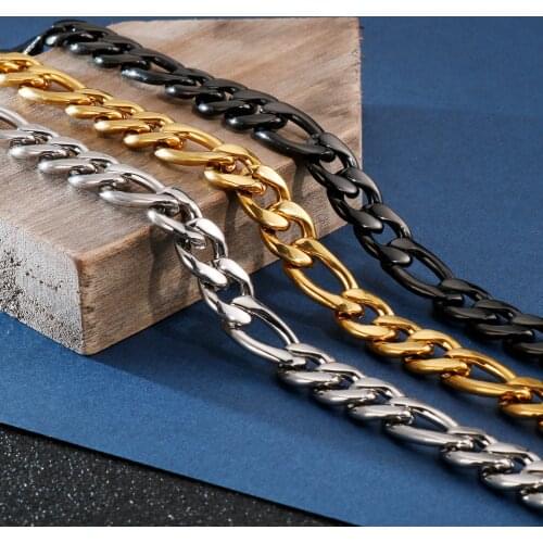 12mm Stainless Steel Figaro Chain Mens Necklace Chain Link Punk Gifts for Men Best Friends Hip Hop Man Necklaces Male