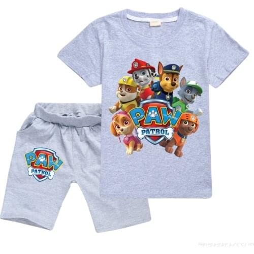 Childrens Clothing Casual Home Clothes Boys Summer Sports Short-sleeved Cotton Suit PAW PATROL T-shirt + pants 2-piece set