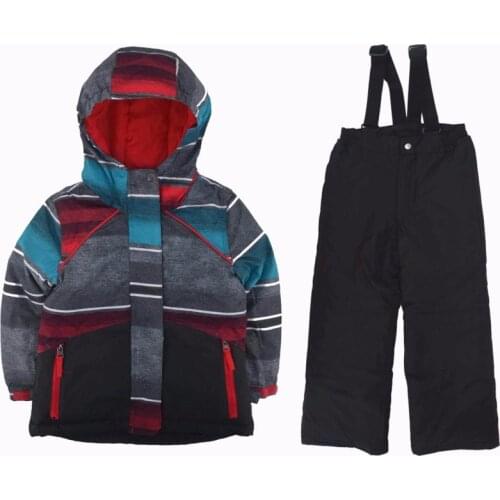 Childrens Ski Wear Set Winter Thicken Waterproof Jacket Mountaineering Wear Boys and Girls Snowsuit Wind and Snow