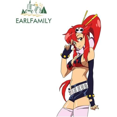 EARLFAMILY 13cm x 5.5cm for Tengen Toppa Gurren Lagann Car Assessoires Stickers Sunscreen Decal Waterproof Creativite Graphics