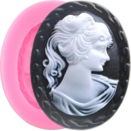 Lady Head Picture Frame Silicone Mold Wedding Cupcake Topper Fondant Molds Cake Decorating Tools Resin Candy Chocolate Moulds