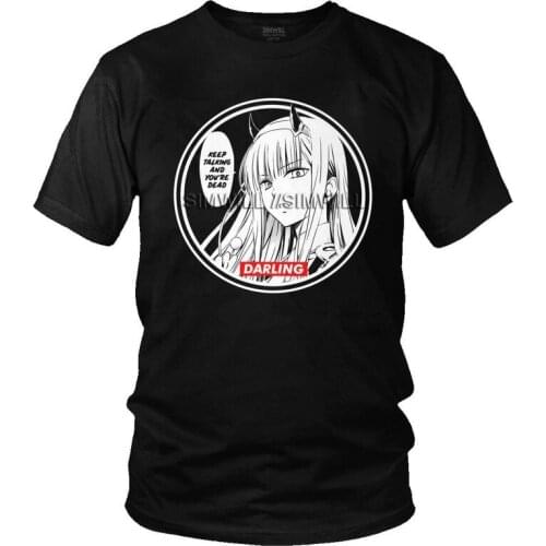 Kawaii Zero Two Darling In The Franxx T Shirt Men Short Sleeve Cotton T-shirt Harajuku Anime Manga Tee Tops Graphic Tshirt Gift