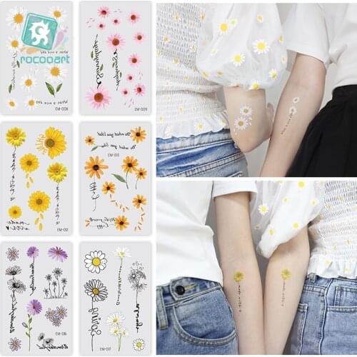 Hot sell 2020 Small Daisy Temporary Tattoo Fresh Yellow flower Sunflower Series girl arm fake Water Transfer Tattoo
