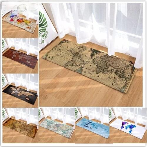 Hongbo Creative 3D Printed World Map Doormat Anti-slip Water Absorption Floor Mat for Bed Room Carpet Kitchen Mat Home Decor