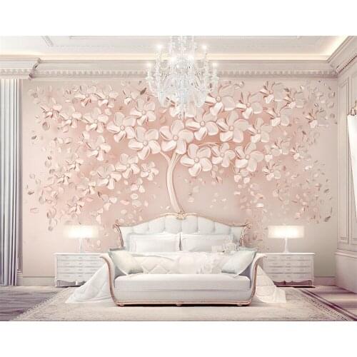 Customized Wallpaper 3D Elegant Luxury Rose Mural Golden Flowering Tree Background Wall Living Room Bedroom Decoration Painting