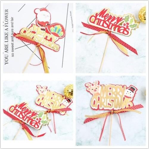 INS Merry Christmas Cake Topper Santa Claus Xmas Cupcake Topper Supplies for Christmas Xmas Party Cake Decorations Baby Shower
