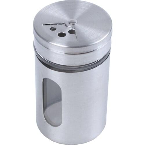 Stainless Steel Flour Sifter Cup Baking Sugar Salt Pepper Herb Shaker Jar Toothpick Storage Bottle
