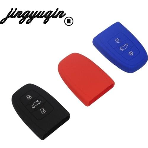 Jingyuqin 3 Buttons For Audi B6 B7 B8 A4 A5 A6 A7 A8 Q5 Q7 R8 TT S5 S6 S7 S8 SQ5 RS5 Smart Keyless Entry Silicone Key Case FOB