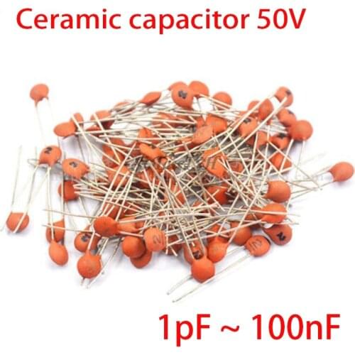 1000pcs Ceramic capacitor 50V 1pF ~ 100nF 0.1uF 104 4.7PF 10PF 22PF 33PF 47PF 100PF 101 220PF 10NF 330PF 470PF 1NF 103 47NF 473