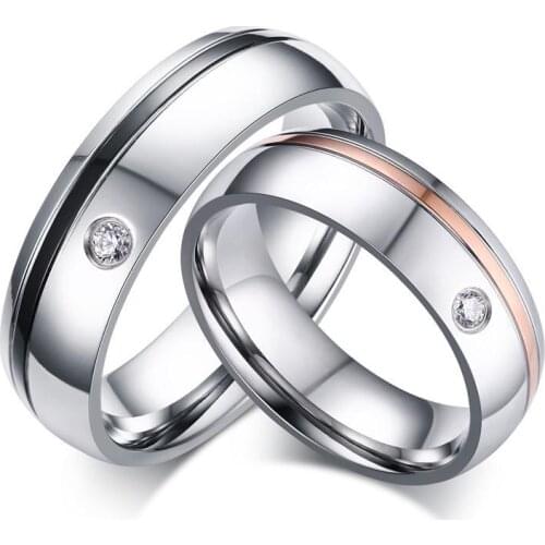 Classic Simple Line Wedding Rings for Women Men AAA CZ Stone Couple Promise Band Alliance Anniversary Bijoux