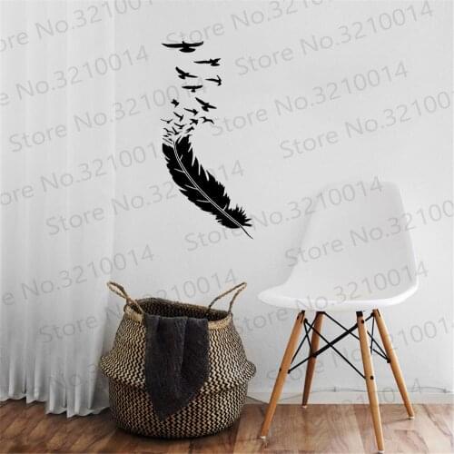 Makeyes Feather Birds Wall Stickers Home Livingroom Modern Decor Vinyl Wall Decal Flying Feather Wall Art Nature Decoration PW61