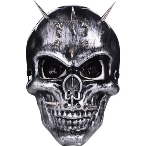 Full face Skull Mask Gothic Biker Punk Mens Cosplay Costume Long Clay Spikes Mask Steampunk Halloween Masks
