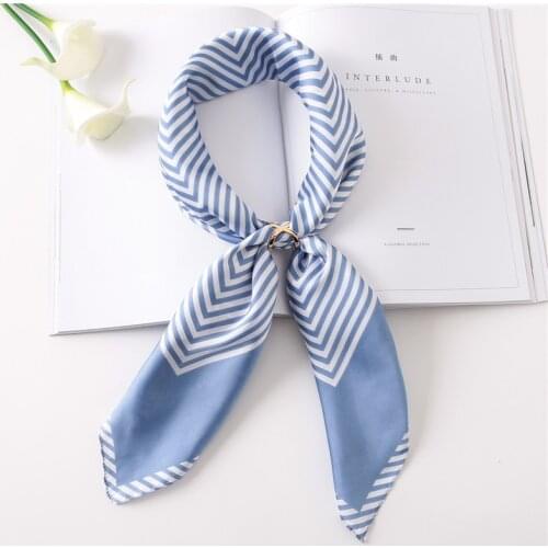Fashion Hair Scarf For Women Striped Print Handkerchief Bandana Head Silk Satin Scarfs Female Small Shawl Bag Scarves For Ladies