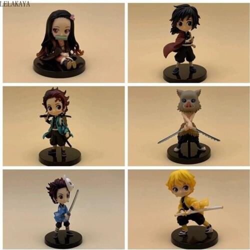 Cartoon 3pcs/set Demon Slayer Kimetsu no Yaiba Kamado Tanjirou Kamado Nezuko Agatsuma Zenitsu Q Ver. PVC Action Figure Model Toy