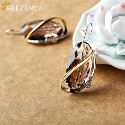 925 Sterling Silver Smoky Quartz Jewelry Sets Drop Earrings Pendant Designer Trendy Simple Geometric Fine Jewelry Women Gift