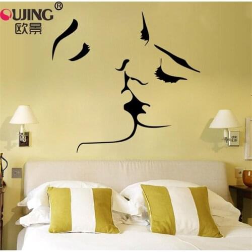 Couple Lover Kissing Wall Sticker Home Decor Living Room Vinyl Wall Decals Valentines Day Present Self-adhesive DIY Art Mural