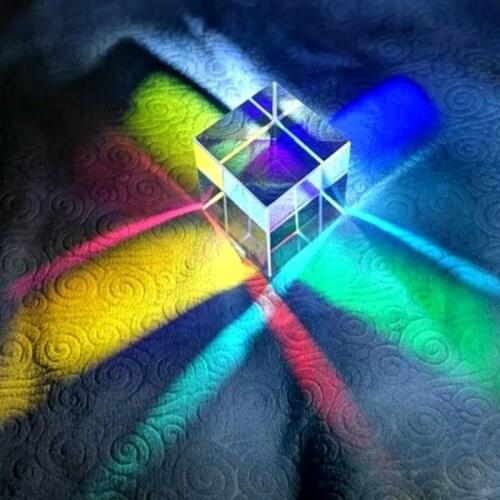Optical Color Prism 18mm Six-sided Bright Light Ice Cube Beam Splitting Prisms K9 Glass Lens Teaching Experiment Tool Customized