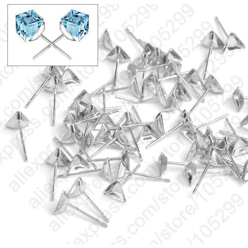 Wholesale 100PCS 925 Sterling Silver Ear Pin Pairs Stud Earrings Findings Earring Pins /Needles