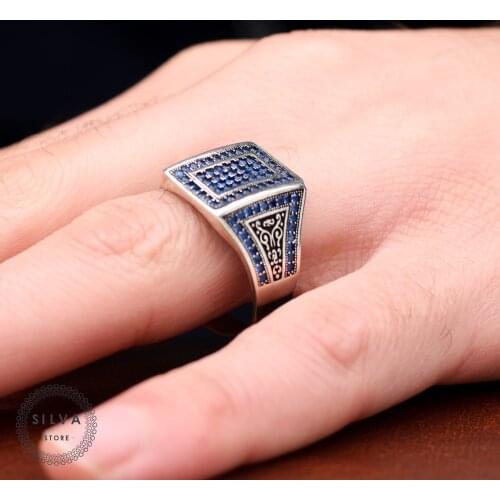 Original Sterling 925 Silver Mens ring With Zircon Stone . Mens Jewelry All Sizes Are Available