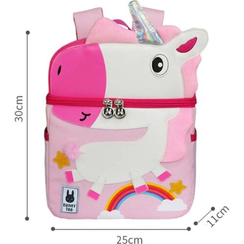 School Bag Kid Unicorn 3D Cartoon Dinosaur Anti-Lost Flamingo Kindergarten Orthopedic Cute Backpack for Girl Children Bookbag