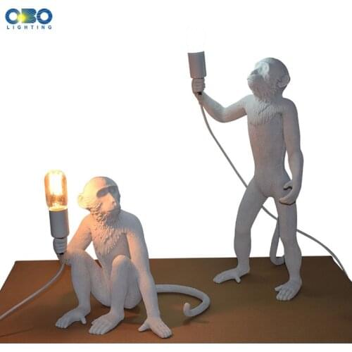 Resin Monkey Table Lmap Vintage Black/White/Gold Study/Bedside Creative Modern Indoor Lighting With E27 Led Bulb