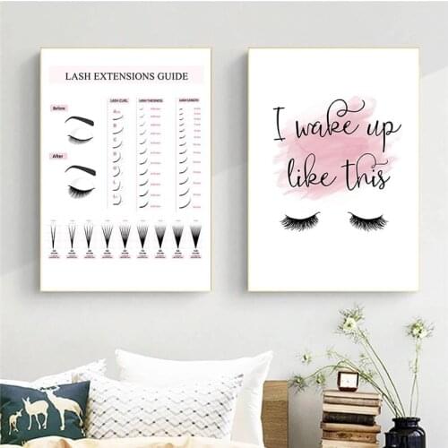 Lash Extensions Guide Poster Makeup Posters And Prints Eyelash Canvas Painting Quotes Wall Art Print Pictures Girls Room Decor