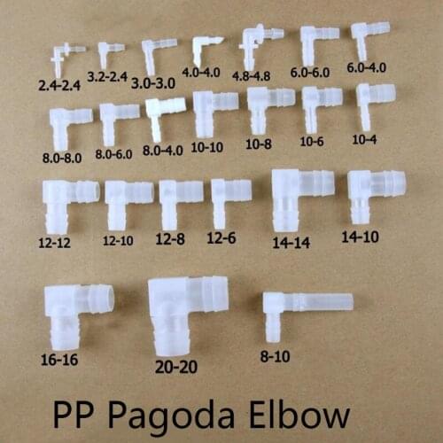 PP Pagoda Elbow Connectors Aquarium Fish Tank Fittings Air Pump Aerator Hose Joints 5 Pcs